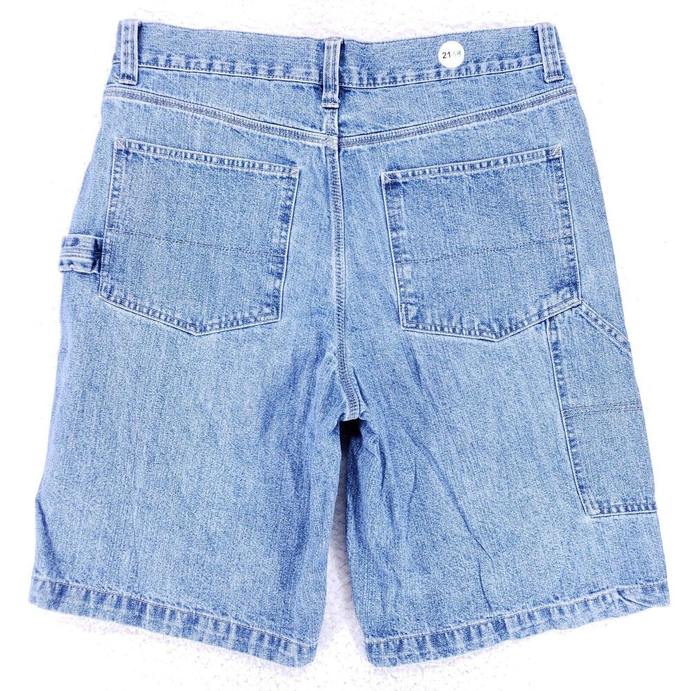 Basic Editions Jean Short Denim Cotton Men SZ 34 Blue Straight Carpenter VTG 90s
